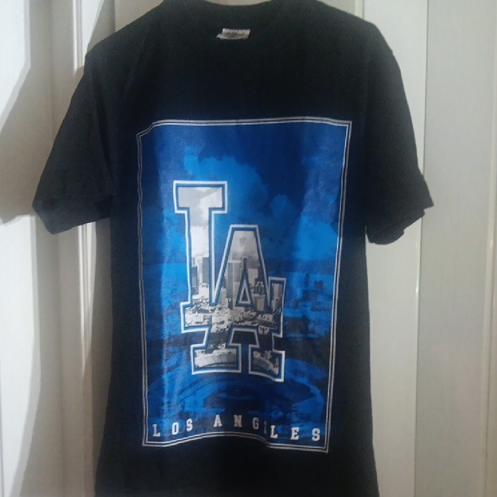 Black T-Shirt with Blue LA Graphic